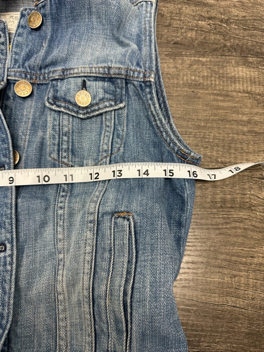J Crew Classic Blue Sleeveless Denim Vest with Yellow Fabric Back (1022) - Picture 8 of 10